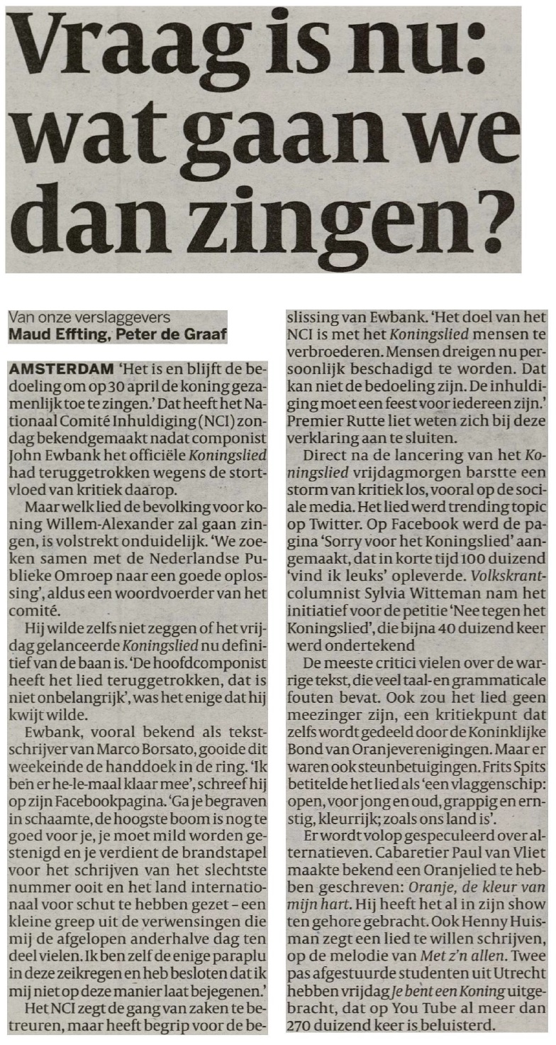 Henny in de Volkskrant en de Telegraaf.